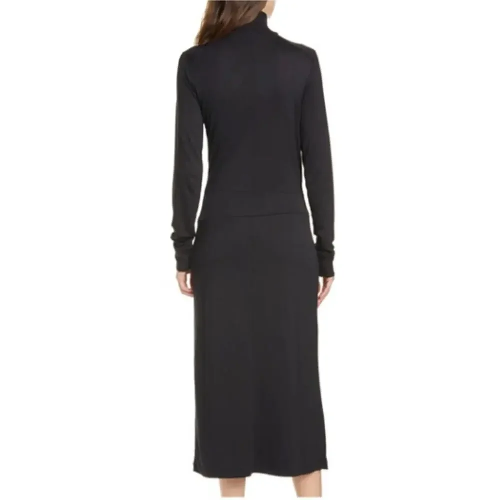 Rag & Bone NWT Black Draped Shaw Midi Dress- Size XXS - Picture 3 of 11